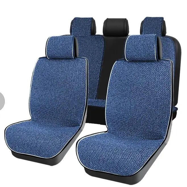 1 set blue 2 шт. или 1 комплект автомобильных чехлов для сидений, универсальные, совместимые с транспортными средствами, льняные ткани, подушки для автомобильных сидений, чехол на автомобильное сидение - Название цвета: 1 set blue