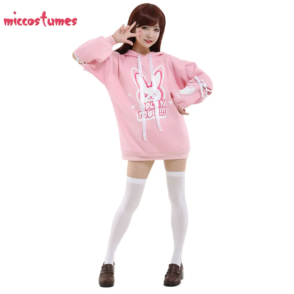 

Розовый худи «кролик» D.va, женский костюм для косплея, униформа для Хэллоуина