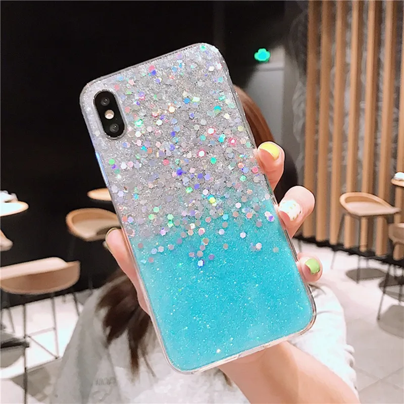 Летний розовый желе чехол для телефона iphone 6 6s 7 8 Plus блестящий порошок блестки все