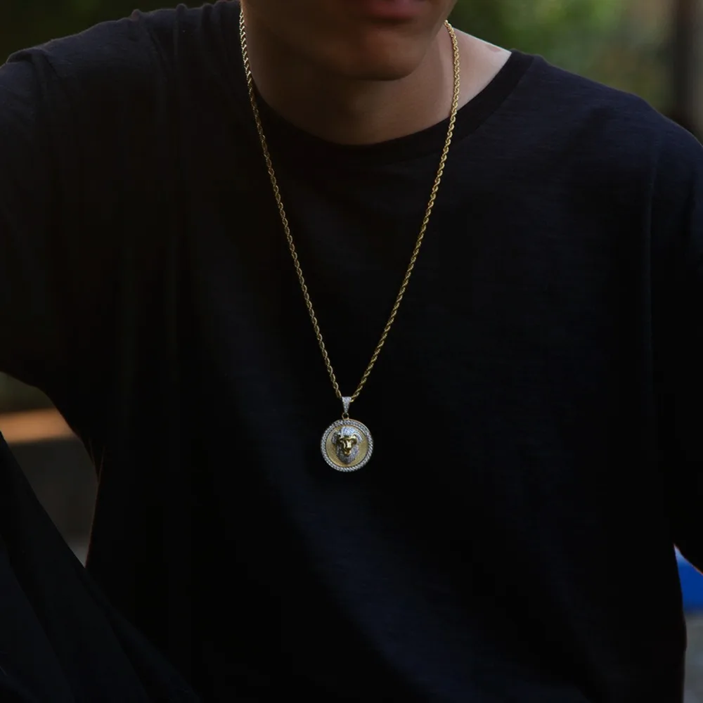 

Uwin Fashion Tiger Necklace Pendant Full Iced Out Cubic Zirconia Hiphop Jewelry Gold Silver Color Necklaces For Men