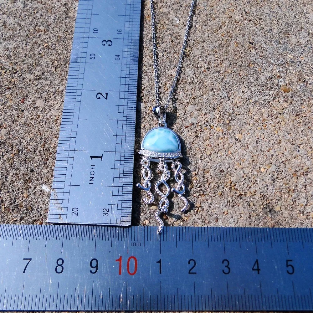 Sea Colletion Larimar ювелирные изделия 925 пробы Серебряный Кулон Натуральная подвеска Larimar подвеска Медуза для женщин без цепи