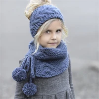 kids knitted scarf and hat set luxury winter warm crochet hats and scarves beanie hat for girls