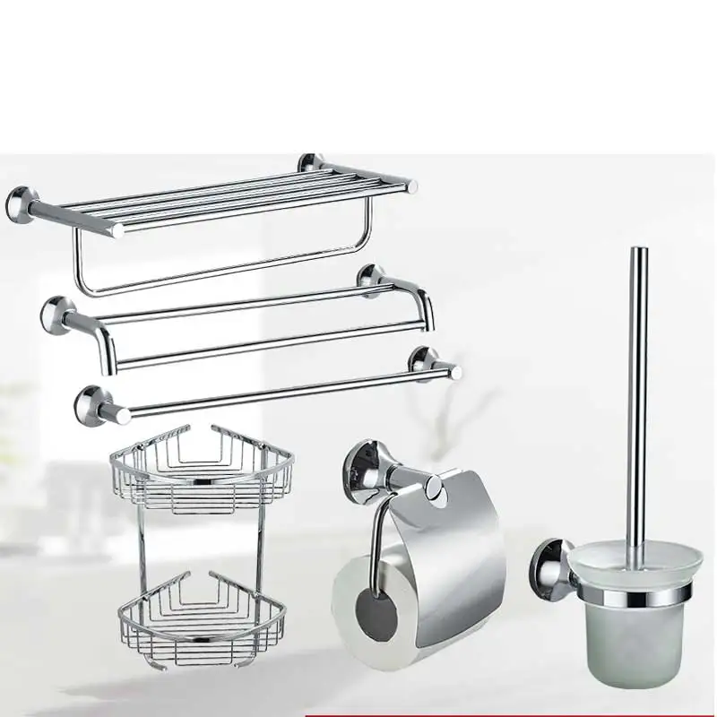 bathroom towel rack punch-free aluminum stand shelf hardware pendant set | Строительство и ремонт