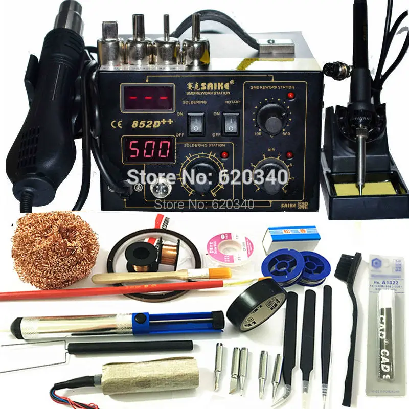 Станция паяльная Saike 852D ++ 2 в 1 с BGA 220 В/110 В|iron solder|gun solderingsaike 852d |