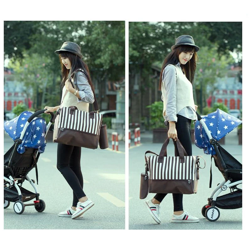 

Stripe multi-function large-capacity Mummy bag waiting for maternal and child care Mummy bag travel shoulder bag