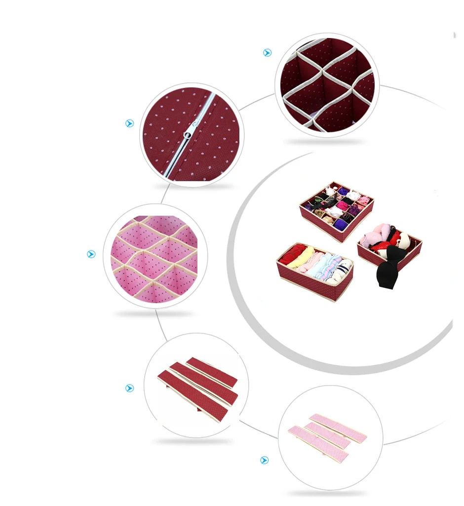 3 шт./компл. нетканый материал и узором в горошек, простая коробка для хранения нижнего белья Waterprool Костюмы Органайзер Чехол бюстгальтер носки для дома Спальня