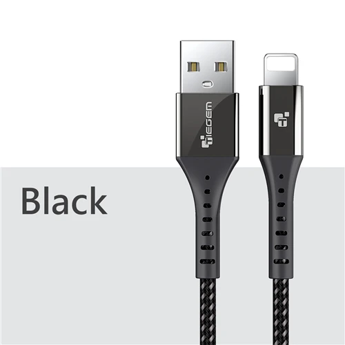 TIEGEM EX-long USB кабель для зарядного устройства для iPhone X 8 7, USB кабель для быстрой зарядки и передачи данных для iPhone 6 6s Plus 5 5S SE, кабель для мобильного телефона - Цвет: Black