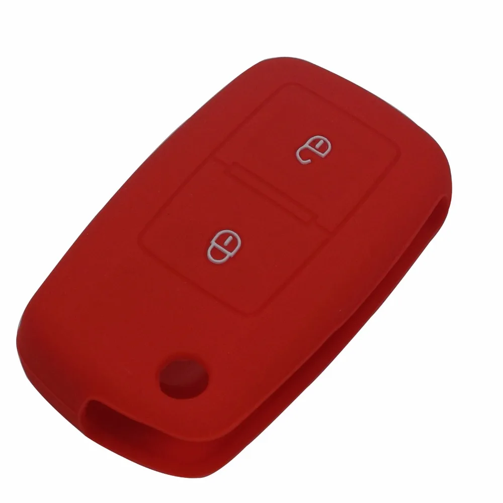 

Dandkey 2 Buttons Silicone Flip Rubber Car Key Cover Case for VW Volkswagen Amarok Polo Golf MK4 Bora Jetta Altea Alhambra