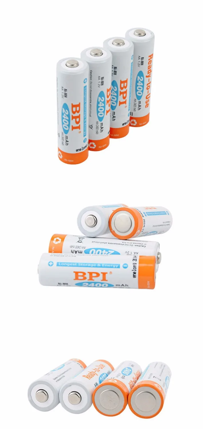 12 шт. 100% оригинальный перезаряжаемый никель металлогидридный аккумулятор BPI 2400