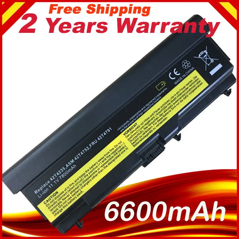 

6600mAh 9 Cells bateria Battery For Lenovo ThinkPad L421 L510 L512 L520 SL410 SL510 T410i T420 T510 T510i T520 T520i W510 W520