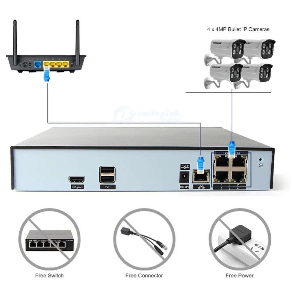 4CH 4MP CCTV NVR Kit H.265 POE IP камера система наружная Водонепроницаемая видеонаблюдения