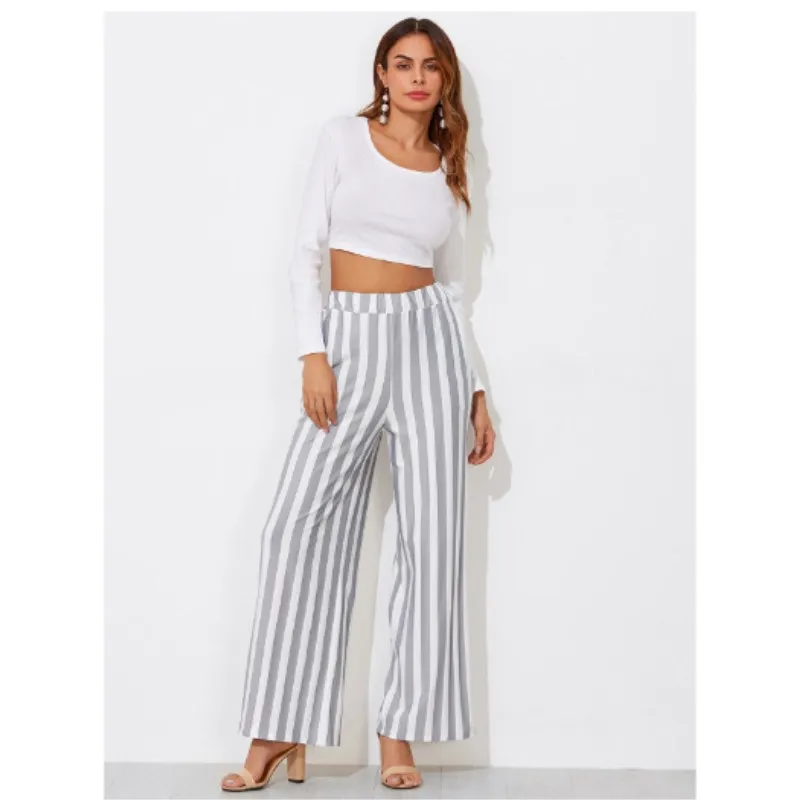 Лидер продаж брюки в полоску с принтом женская элегантная одежда облегающие