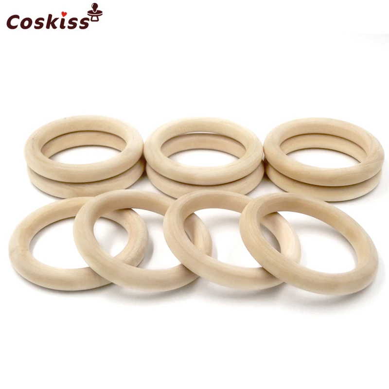 Anillos de madera de 50mm (1,96 pulgadas), paquete de anillos de madera, anillos sin terminar, anillos de madera, 30 Uds.-1