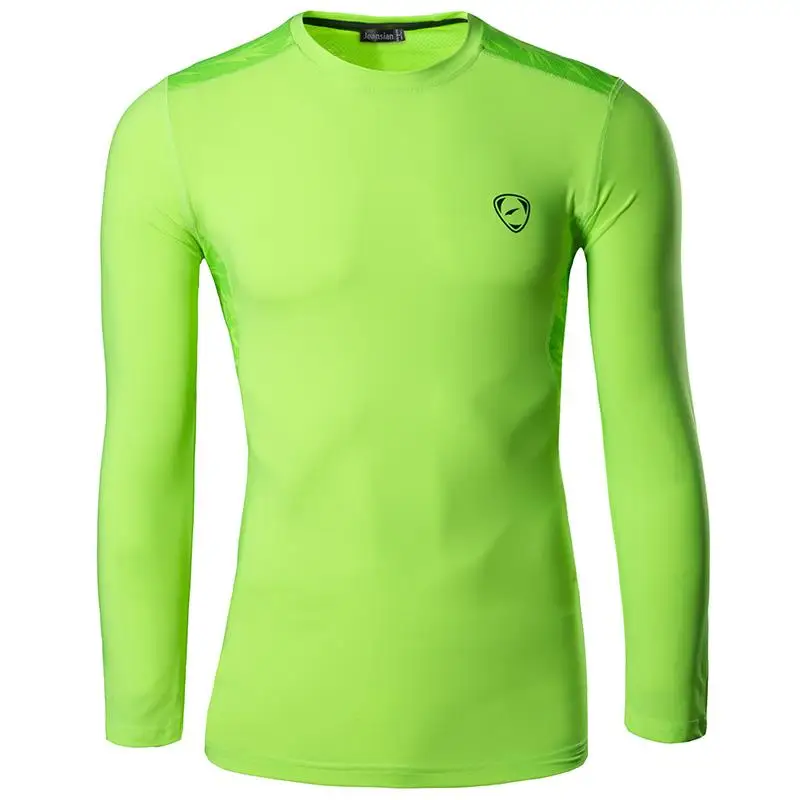 LA191-GreenYellow Jeansian, мужские футболки с длинным рукавом для занятий спортом, футболки, футболки для фитнеса, спортзала, бега, тренировки LA184(пожалуйста, выберите размер США - Цвет: LA191-GreenYellow