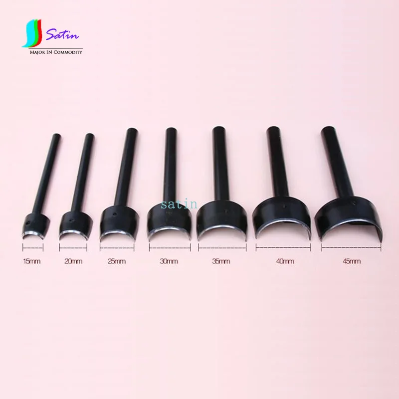 

DIY Hand Necessary Leather C Shape Punch Cutter 7PCS 5MM 1/2 Black Steel Leather Carving Tool Set for Leather Belt/Wallet S0013