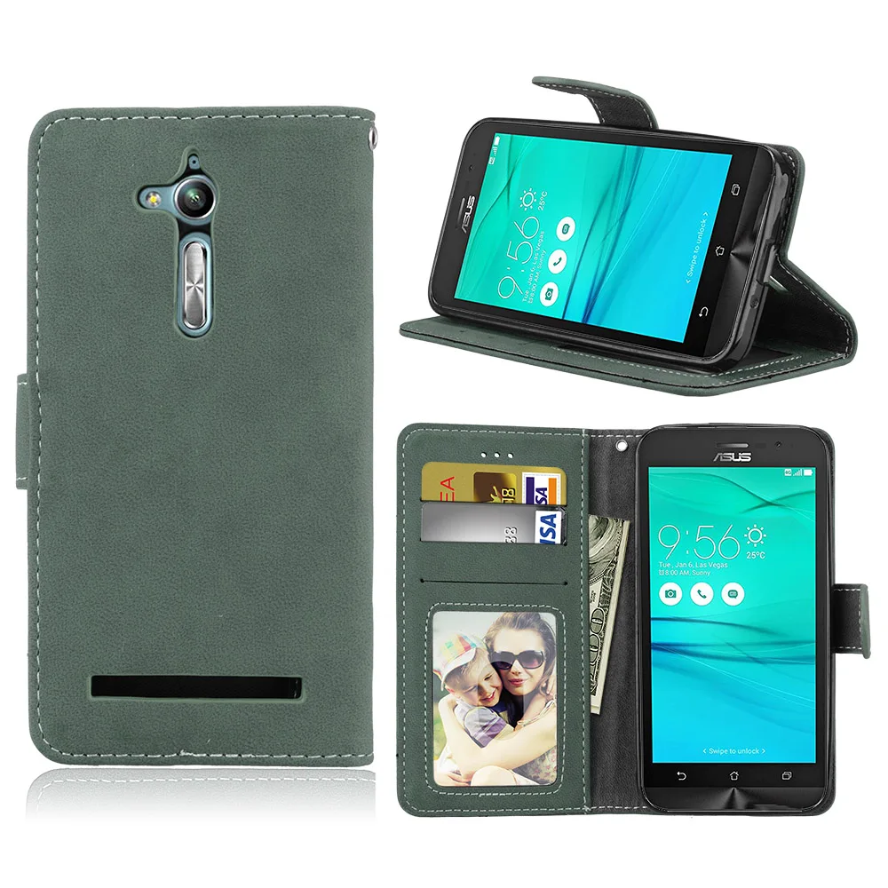 Для Asus Zenfone GO ZB500KL ZB500KG чехол из искусственной кожи с откидной крышкой для Asus Zenfone GO ZB500KL ZB500KG Чехол-бумажник s 5,0'' - Цвет: Green