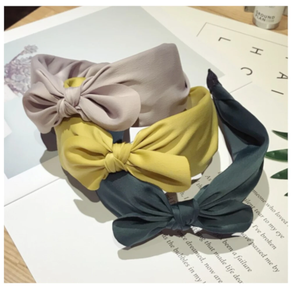 Тканевый ободок для волос с узлом и бантом в винтажном стиле Женские однотонные