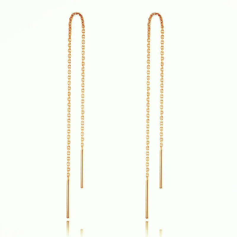 

Vintage Simple Ear Line Long Earrings Chain For Women Rose Gold Silver Color Jewelry Fashion Jewelry Long Drop Earrings Bijoux