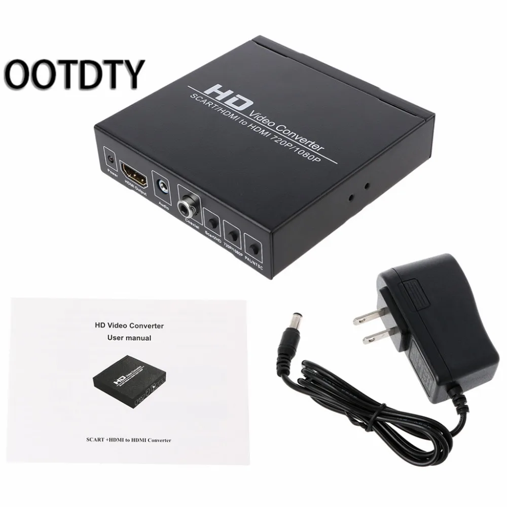 SCART + HDMI в HD видео конвертер коробка 720P 1080P 3 5 мм коаксиальный аудио выход Горячий |