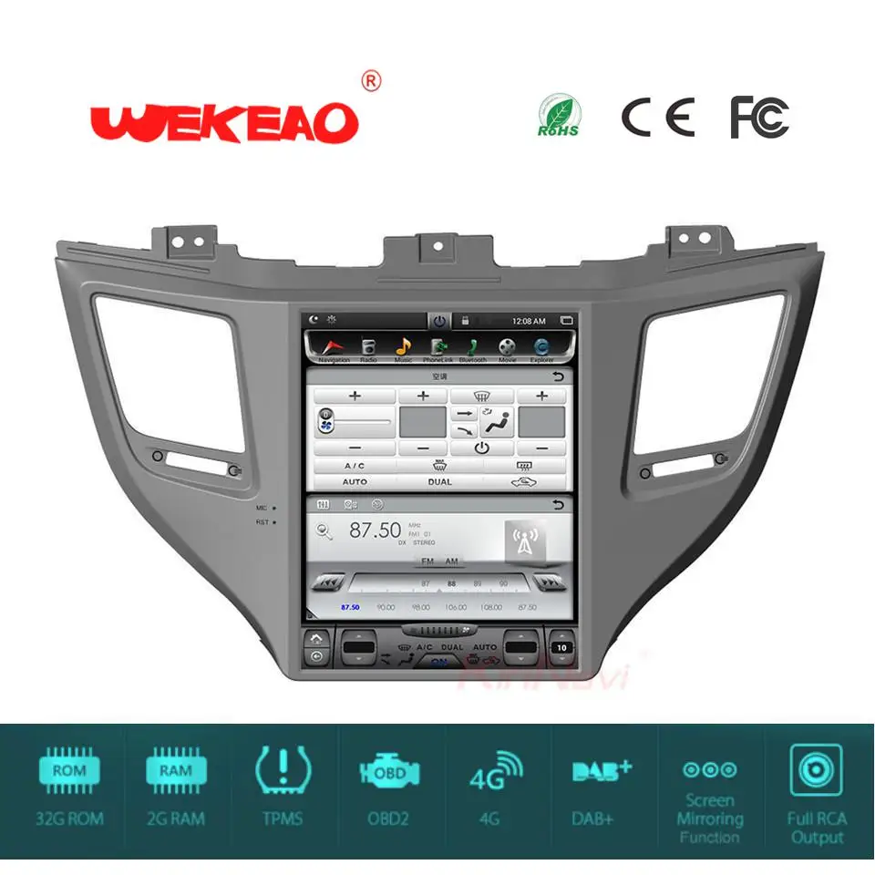 Wekeao 10 4 &quotСенсорный экран Car audio мультимедийный плеер для hyundai Tucson ix35 Тесла Стиль