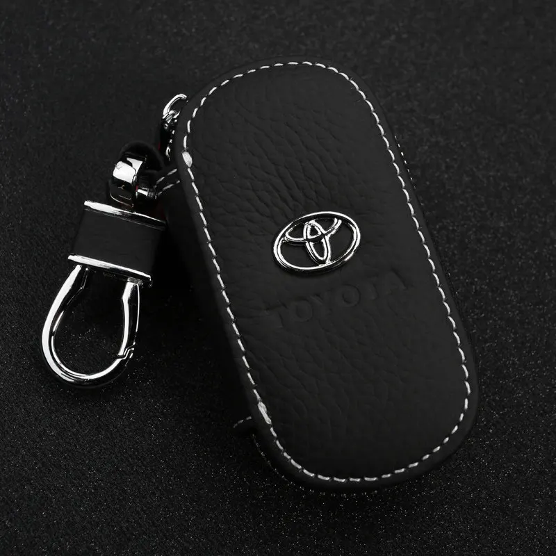 Leather Fob Case For Toyota RAV4 Camry Highlander Corolla Prado Avensis Yaris Auris Car Key Shell With Logo | Автомобили и