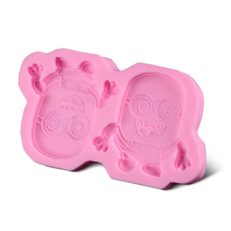 2 отверстия розовый Миньоны Силиконовые Формы Торт украшения помадка шоколадный