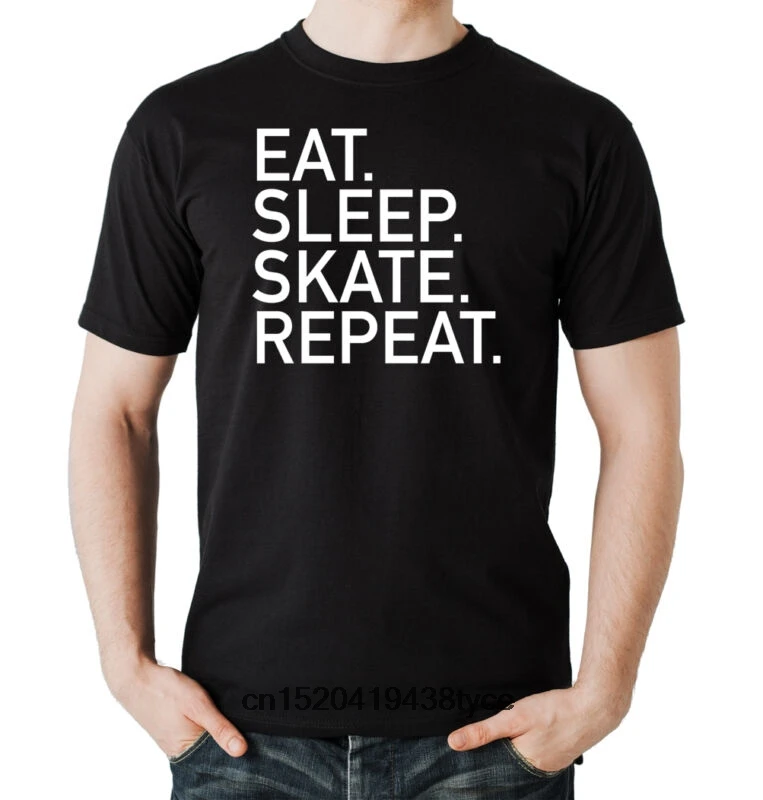 Мужская футболка Eat Sleep Skate Repeat t shirt черная с откидной крышкой Ollie скейтборд Kickflip Hawk