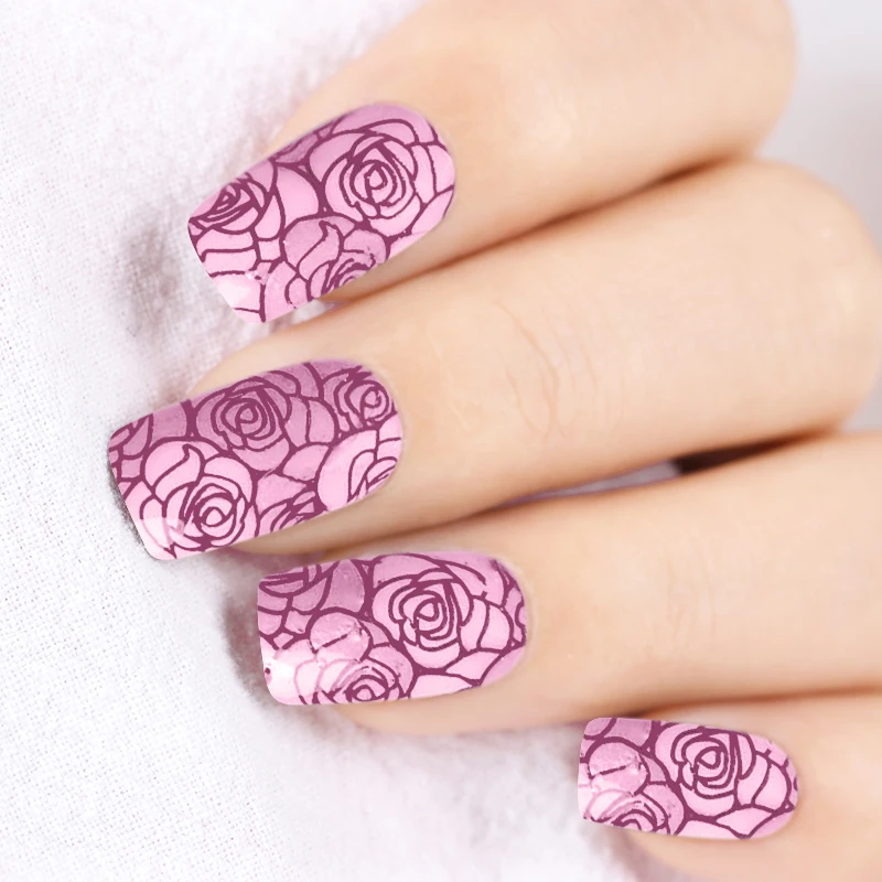 Серия BORN PRETTY Withered Rose 6 мл стемпинг ногтей покрытие розовый темно красный штамп лак