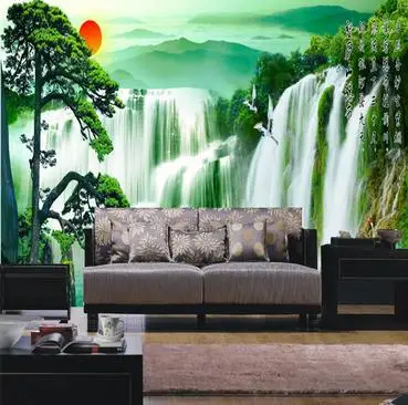 Бесплатная доставка Новинка 2014 года Лушань водопад декорации обои | ТВ настенные