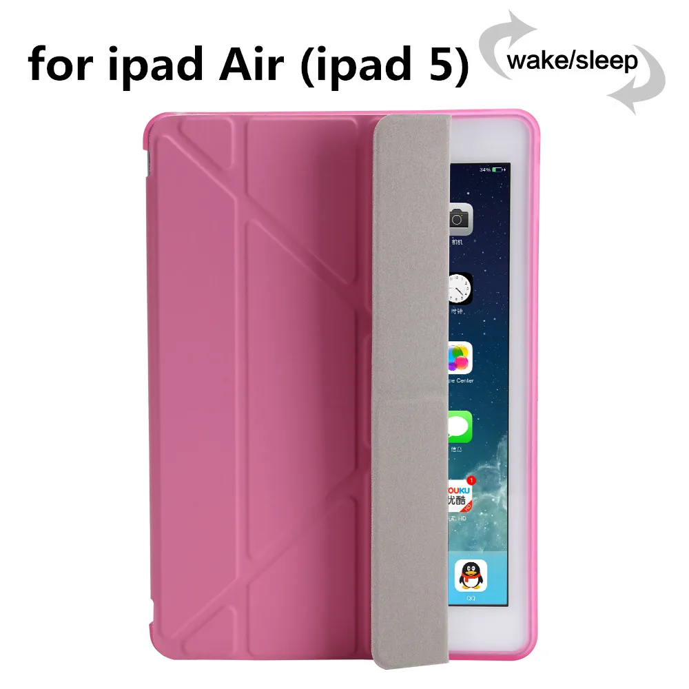Pink BX TPU YH 5 Чехол для ipad Air 1 2013 Release Cover A1474 A1475 A1476, ZAIWJ Smart Sleep Wake Up из искусственной кожи TPU мягкая задняя крышка - Цвет: Pink BX TPU YH 5