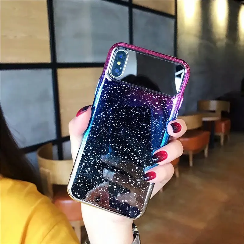 Капли воды градиент зеркало чехол для iPhone Xs X 7 8 плюс полное тело покрытие Hard