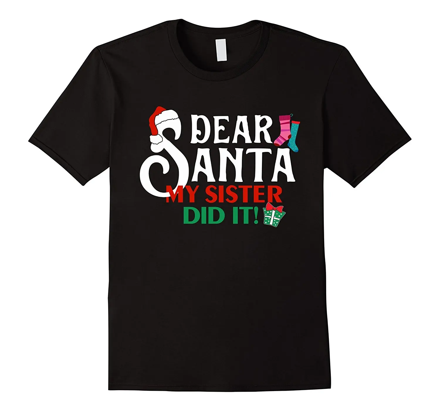 Dear Santa My Sister Did It футболка подарок на Рождество Футболка Мужская Летняя