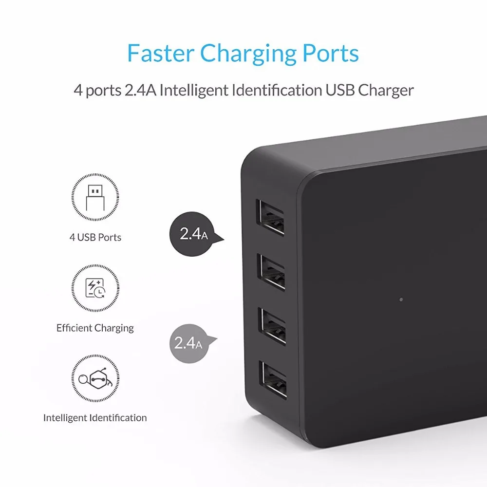 ORICO 4 порта USB зарядное устройство настольная зарядная станция 5V 2.4A 15W для