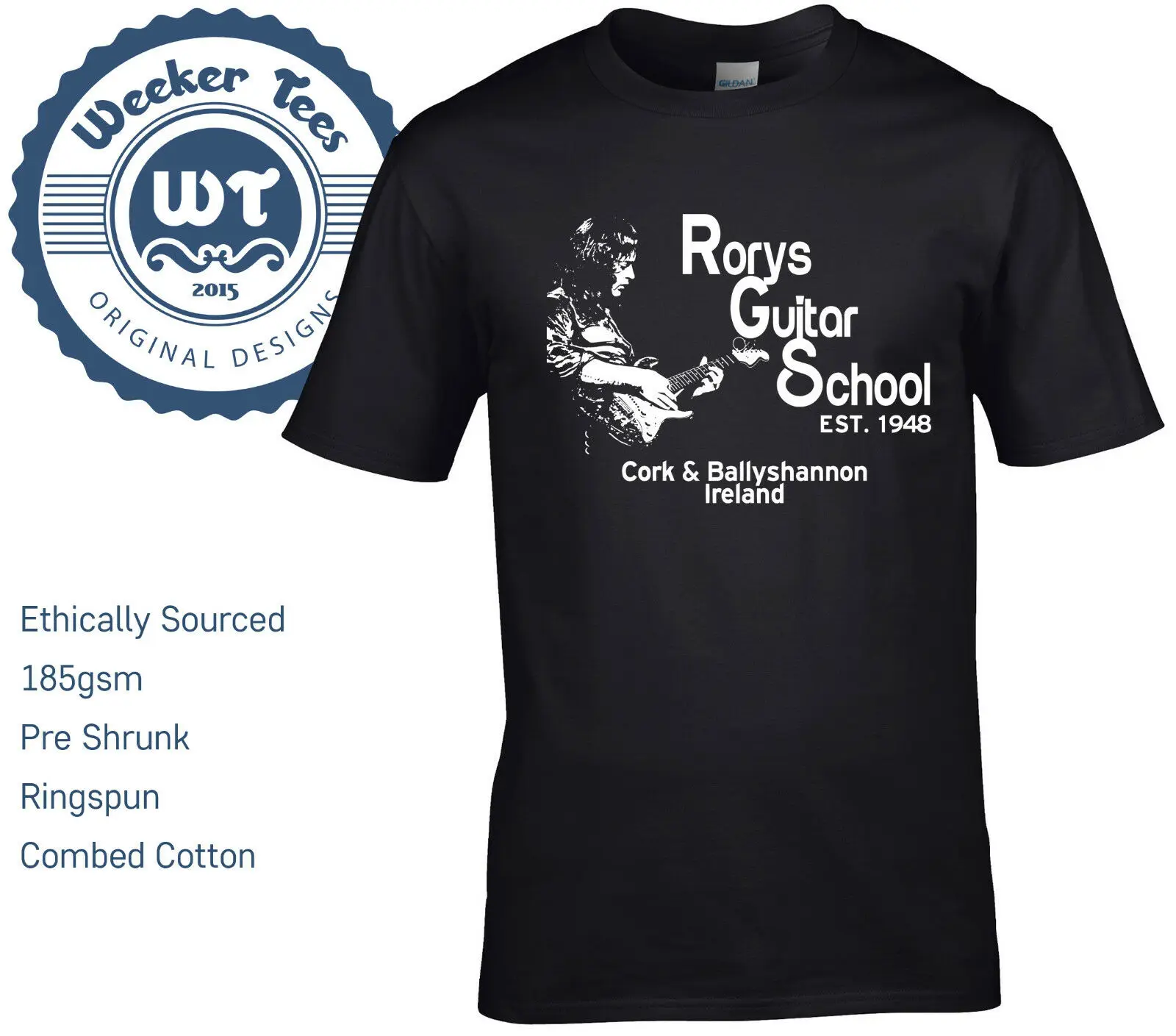Новая футболка роры Галлахер дань Rorys Guitar School Ireland Мужская 2019 летняя 100% хлопковая