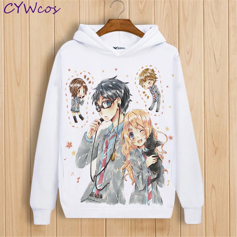 Аниме Your Lie в апреле маязоно Каори Косплей принт с длинными рукавами Топ рубашка