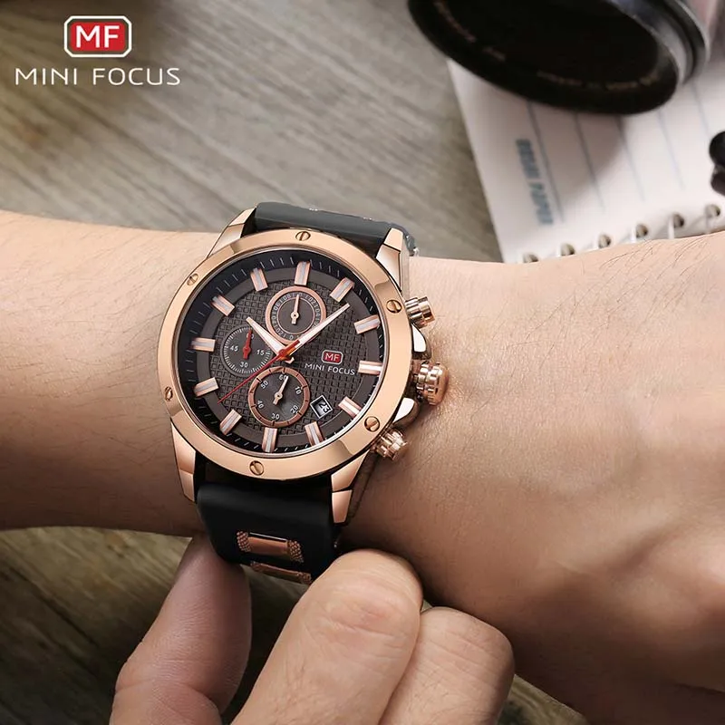 

Mens Watches Top Luxury Brand MINIFOCUS Sports Watch Men Military Silicone Strap Quartz-watch Male Clock Relogio Masculino