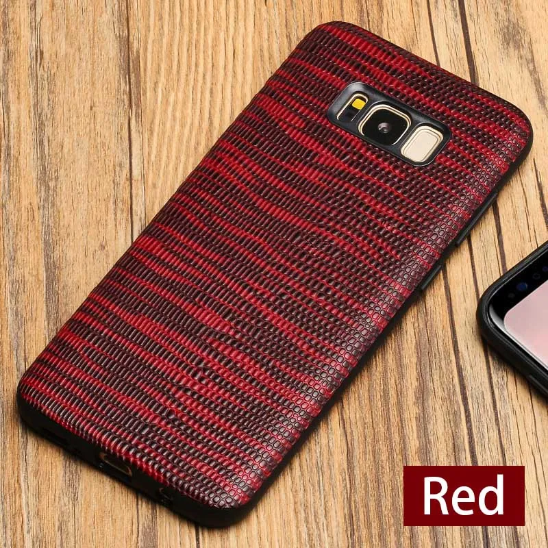 Red Натуральная кожа чехол для телефона для samsung S7 S8 S9 плюс кожа Ящерицы текстура Soft shell для A5 A7 A8 J3 J5 J7 Примечание 8 задняя крышка - Цвет: Red