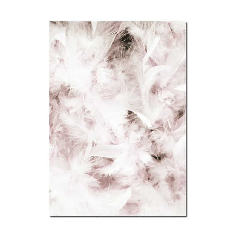 Розовый цветок перо Холст Плакаты и принты настенная живопись скандинавский