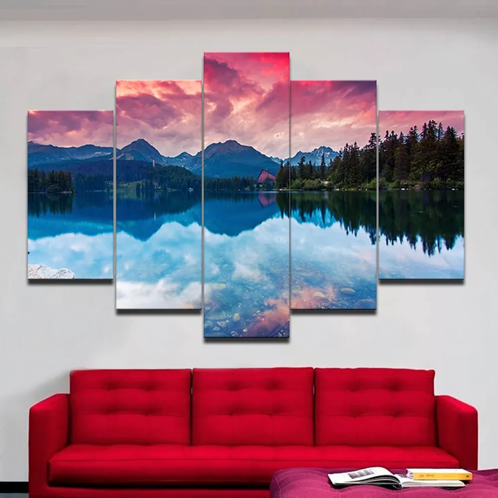 5 шт. современный горы и озера холст картины без рамы стены Книги по искусству