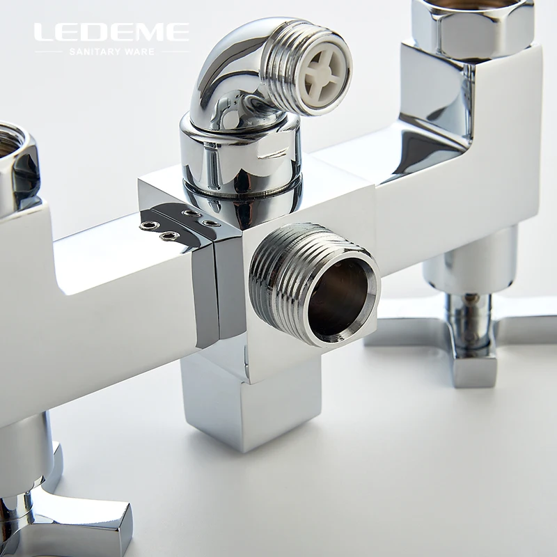 LEDEME Bathtub Faucet Shower Set Brass Body Showers with Handhead ABS Head Long Spout Bathroom Tap L2584 | Обустройство дома