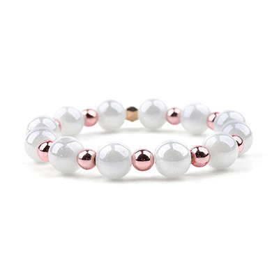 Quartz Glass BOJIU Натуральный Камень Strand браслет для женщин кубический циркон белый кристалл Ag. Гематит кварцевые стеклянные бусины браслет ювелирные изделия BC278 - Окраска металла: Quartz Glass