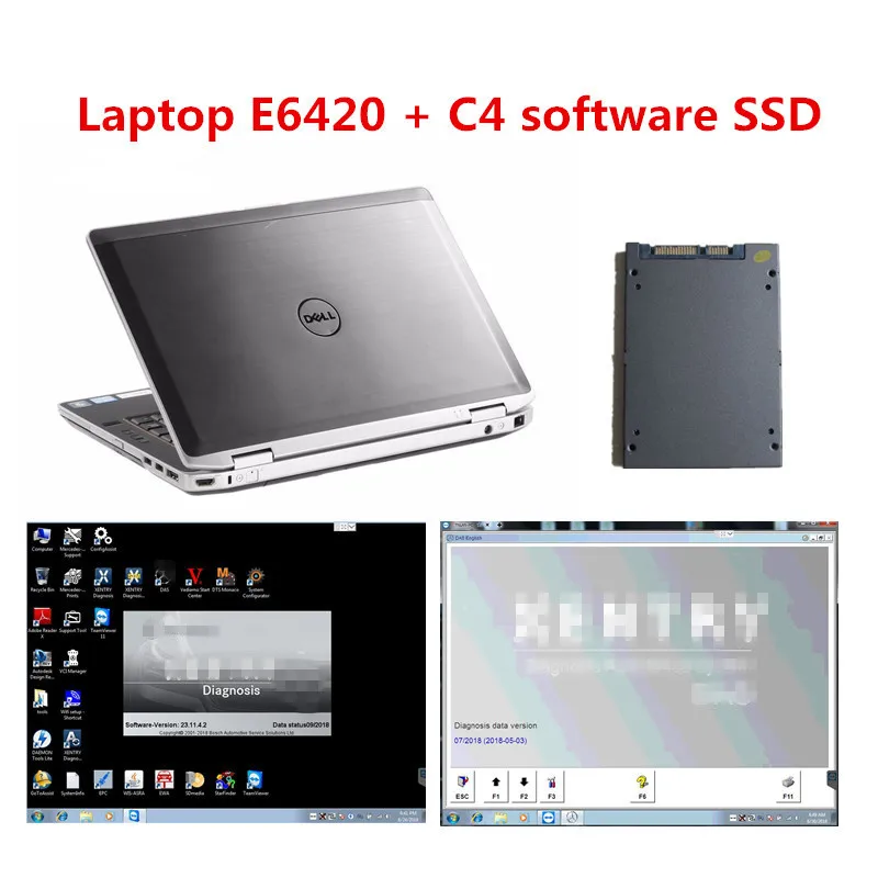 Подержанный ноутбук E6420 I5 4 Гб с MB STAR C4 программное обеспечение в 240 ГБ SSD для Mercedes