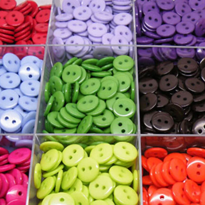 100 шт. одежда инструменты Круглый Форма Garment Accessories 2 отверстия Детские швейные пуговицы случайным образом Цвета 6/9/11/13/15/20 мм Пластик