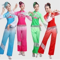 0152 new arrival younger dance costume drum fan dance clothes chinese folk dance dress