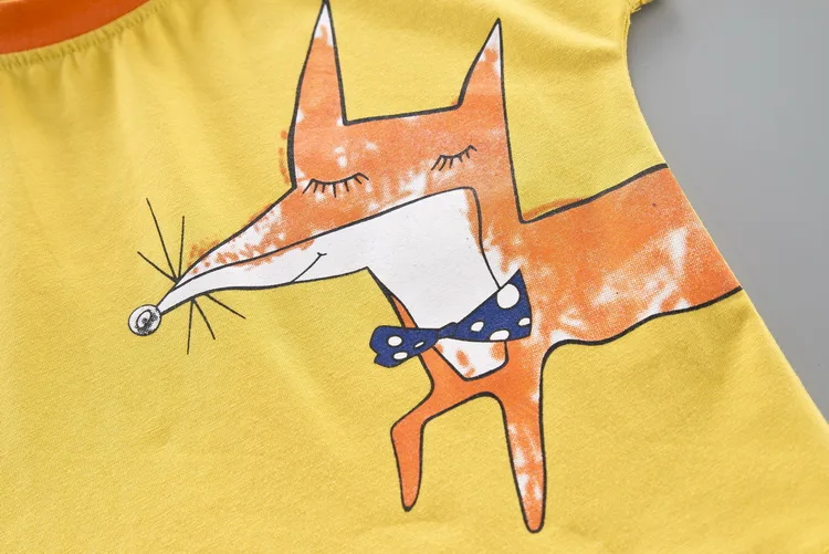 2019 Summer Toddler Boys Clothes Cartoon Fox T-shirt+Shorts 2pc Outfit Sport Suit For Girl Clothing Sets Children | Детская одежда и