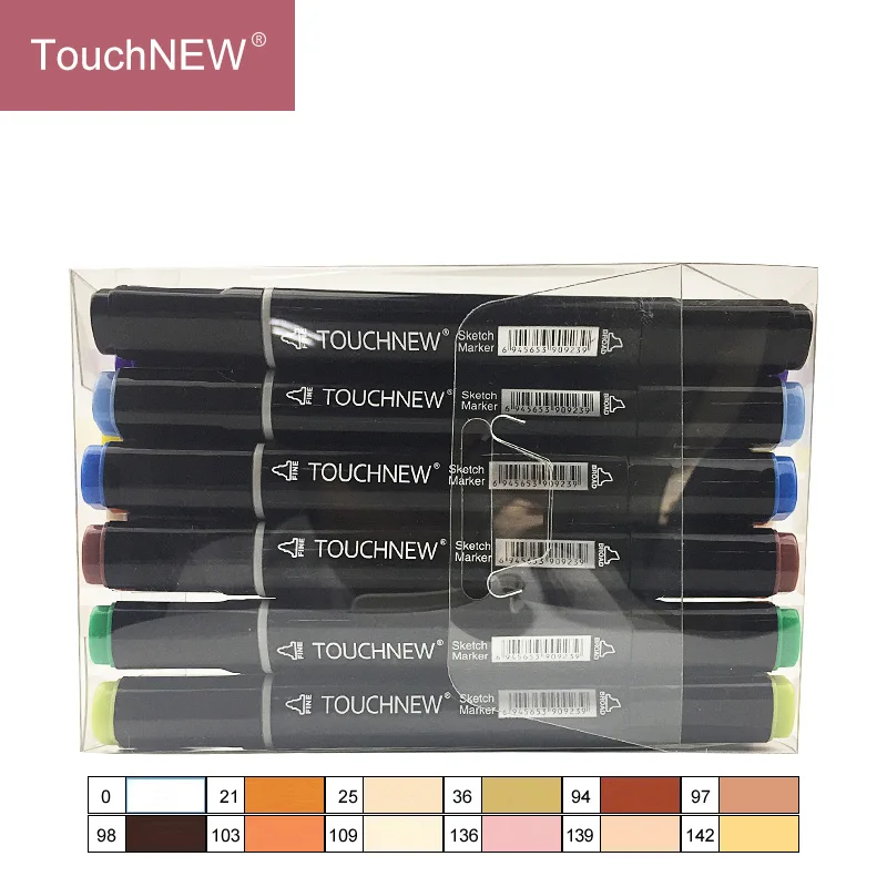 T6-B-12-Skin-tone TouchFIVE 12/24 набор тонов кожи, маркеры на спиртовой основе с двойным наконечником для рисования и скетчинга, высокое качество чернил - Цвет: T6-B-12-Skin-tone