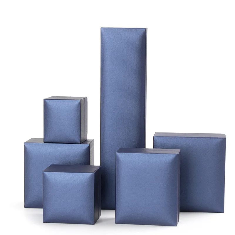 Высококачественная синяя коробка для ювелирных изделий бумажная Подарочная