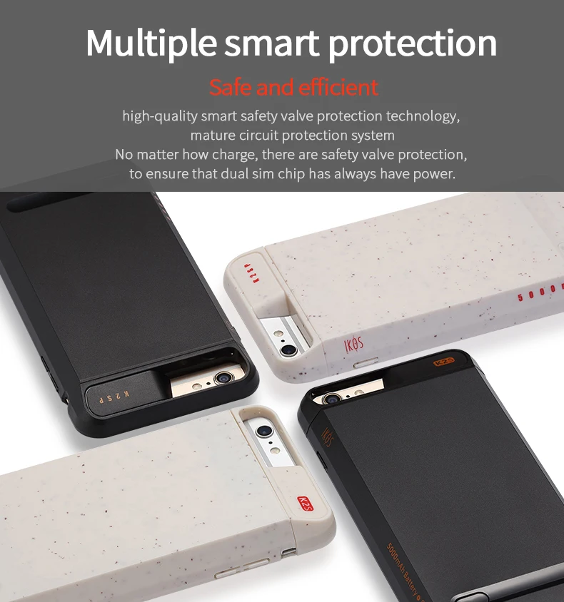Dual SIM двойной резервный чехол для телефона адаптер+ 2000/5000mAh power Bank умный защитный чехол для iPhone 6(s)/6 P/7/7 P/8/8 P iKOS K2S