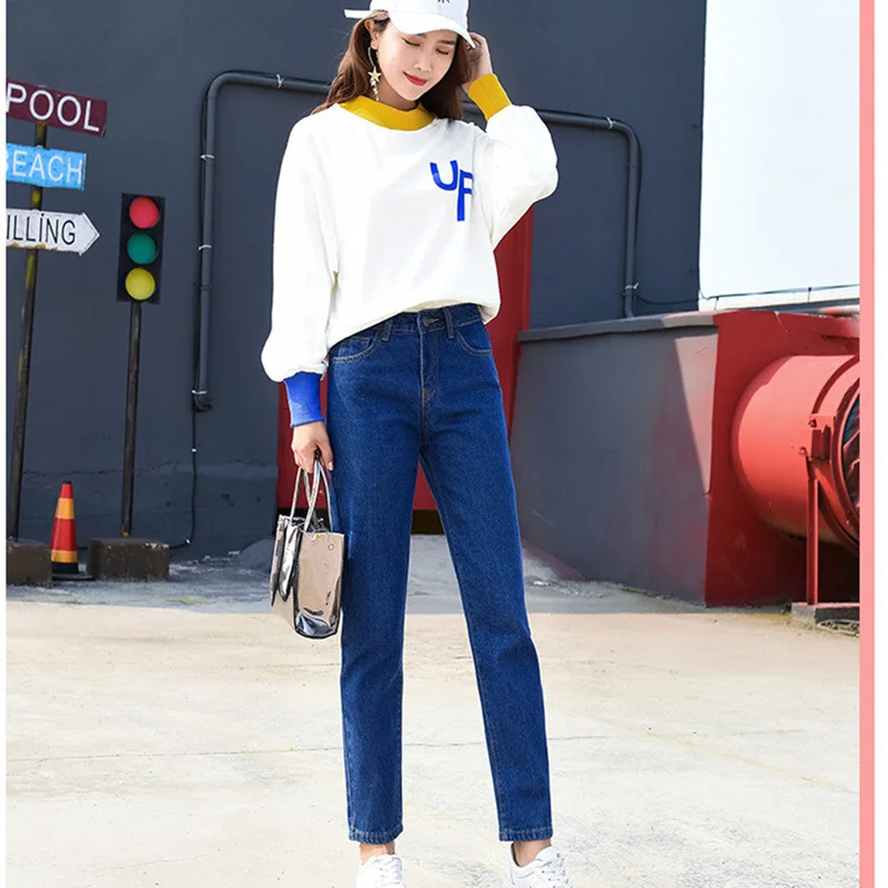 Высококачественные штаны шаровары винтажные джинсы с высокой талией новинка 2019