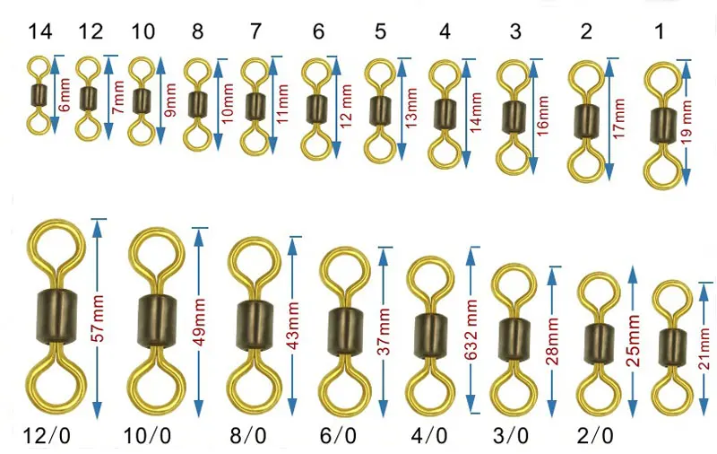 

[1000pcs] Fishing Swivels Double Color Rolling Swivel Sabiki Rigging Swivels Connector Fishing Accessory Size #3/0 To #14